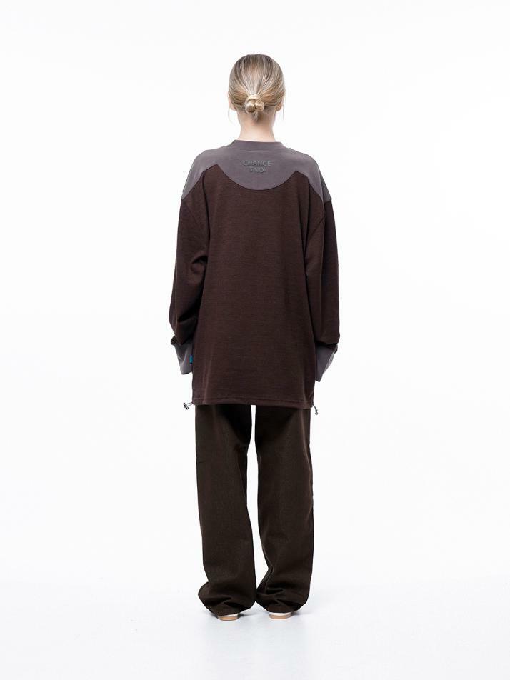S`noi Reverse Slev Crew-neck Sweat - Brown /M243MT01BRW