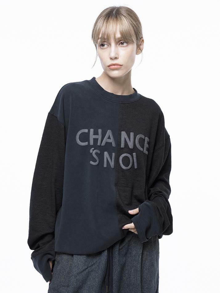 S`noi Reverse Slev Crew-neck Sweat - Black Navy /M243MT01BKW