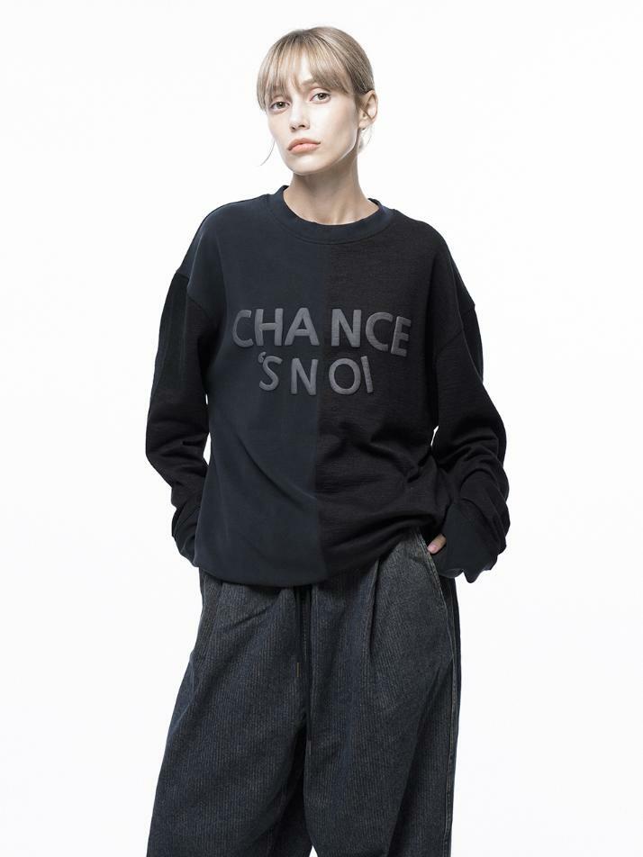 S`noi Reverse Slev Crew-neck Sweat - Black Navy /M243MT01BKW