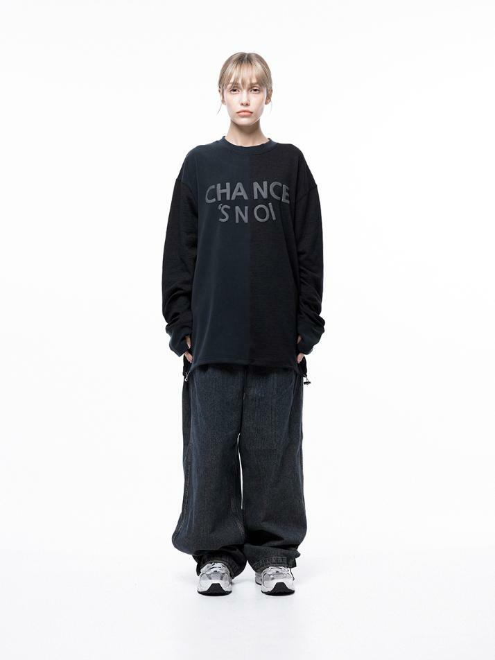 S`noi Reverse Slev Crew-neck Sweat - Black Navy /M243MT01BKW