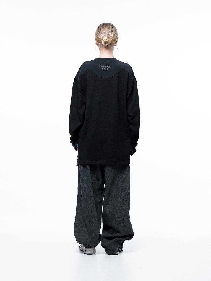 S`noi Reverse Slev Crew-neck Sweat - Black Navy /M243MT01BKW