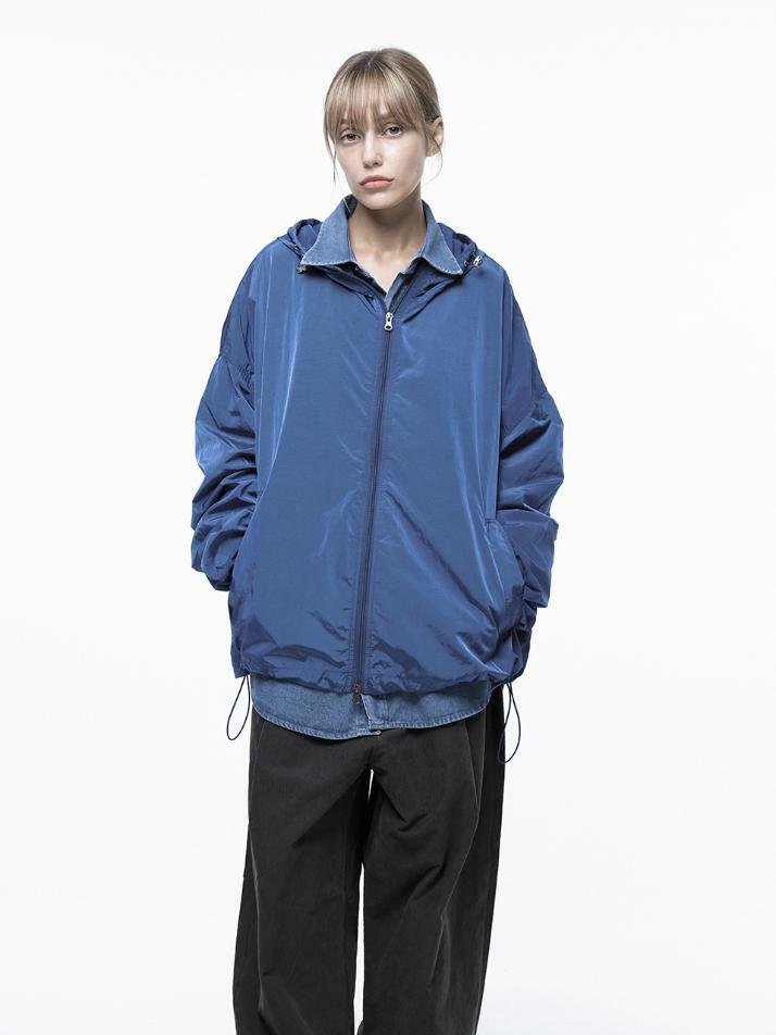 Glisten Hooded Windbreaker Jumper - Blue /W243OT02BL