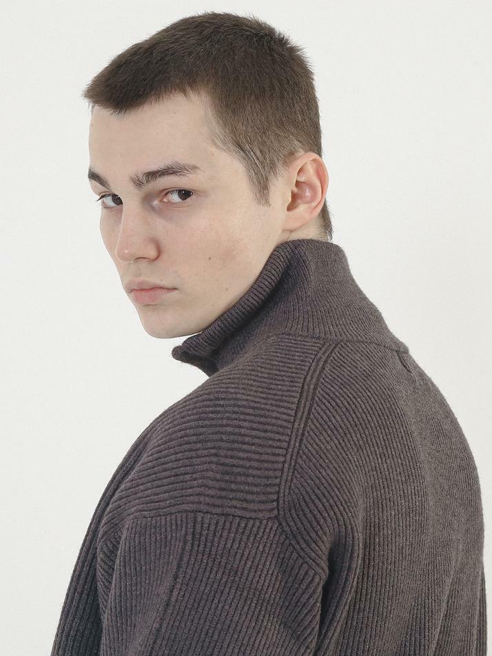 Modal Knit Half Zip-up (Charcoal)