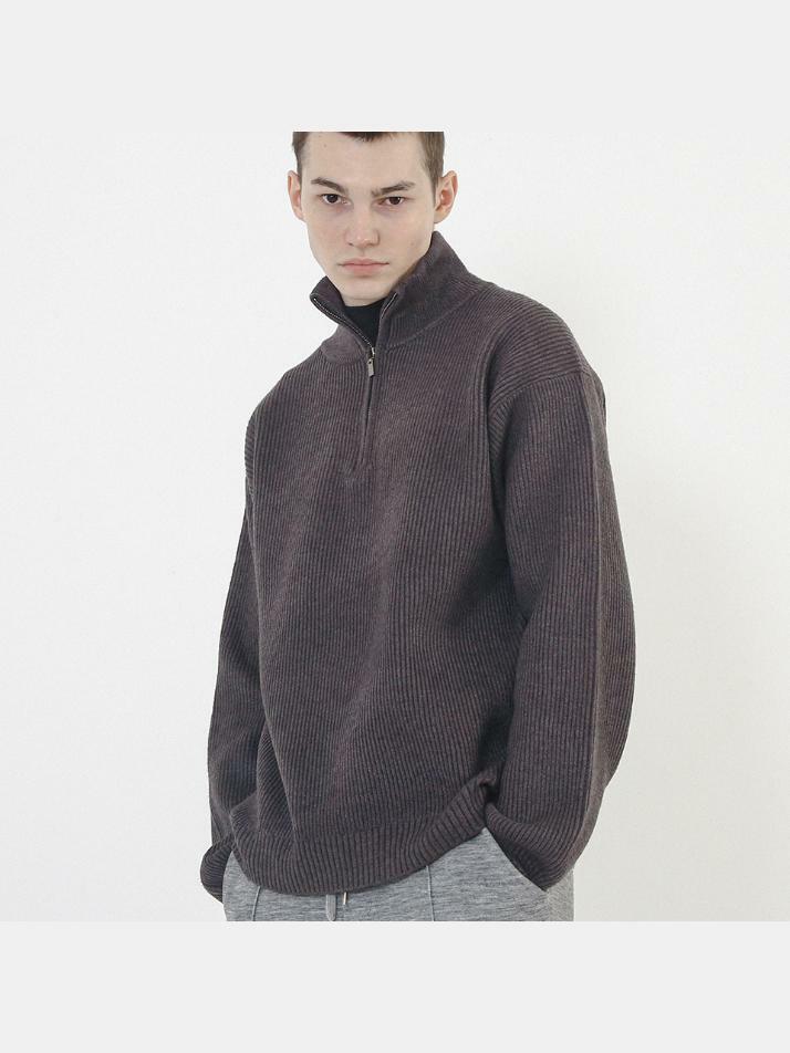 Modal Knit Half Zip-up (Charcoal)