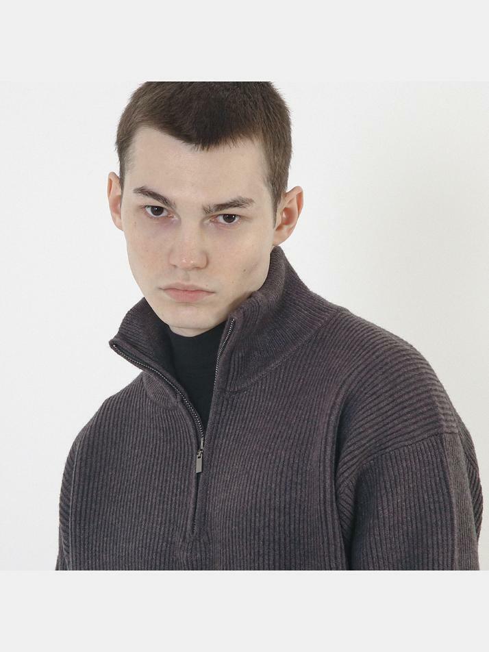 Modal Knit Half Zip-up (Charcoal)