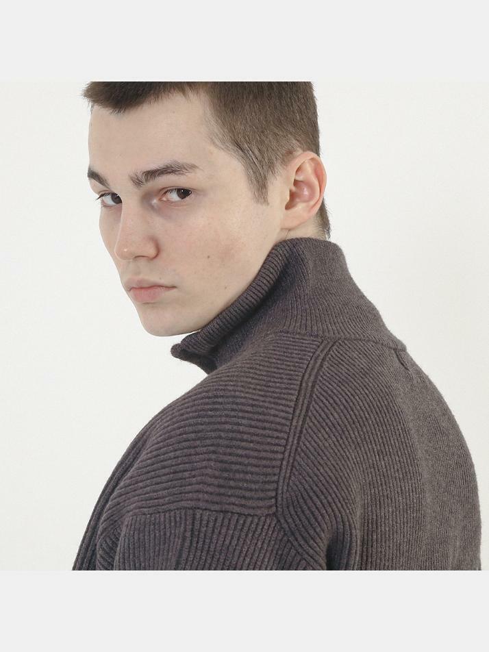 Modal Knit Half Zip-up (Charcoal)