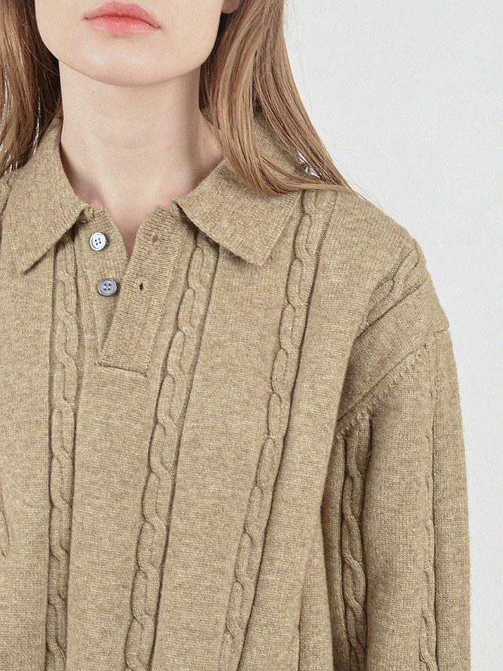 Modal Cable Collar Knit (Oatmeal)