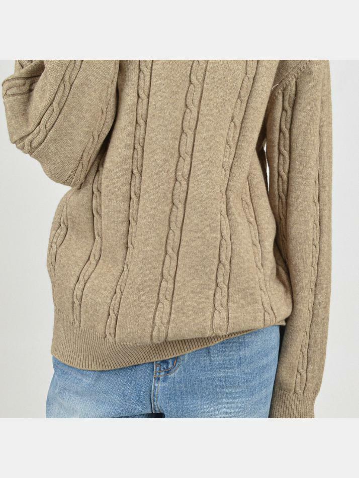 Modal Cable Collar Knit (Oatmeal)