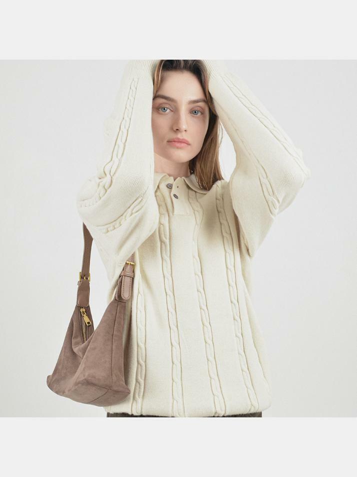 Modal Cable Collar Knit (Cream)