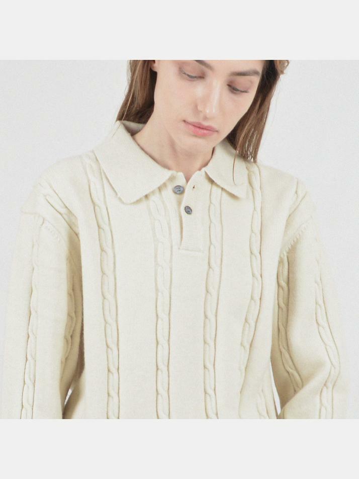 Modal Cable Collar Knit (Cream)