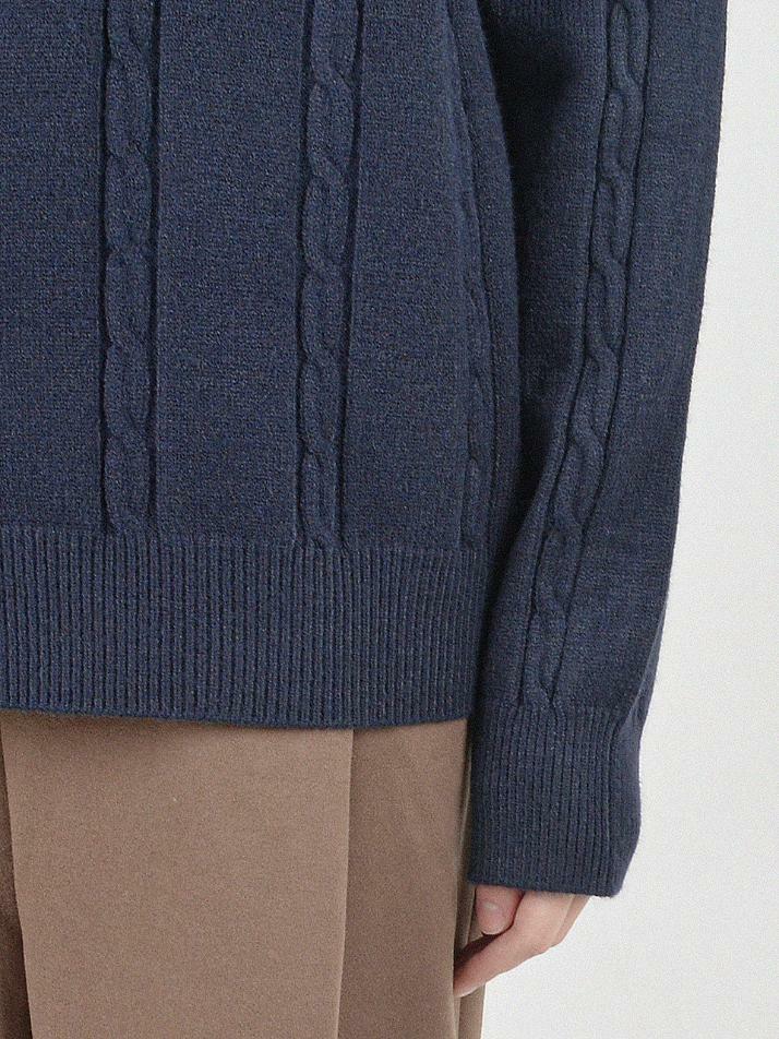 Modal Cable Collar Knit (Navy)