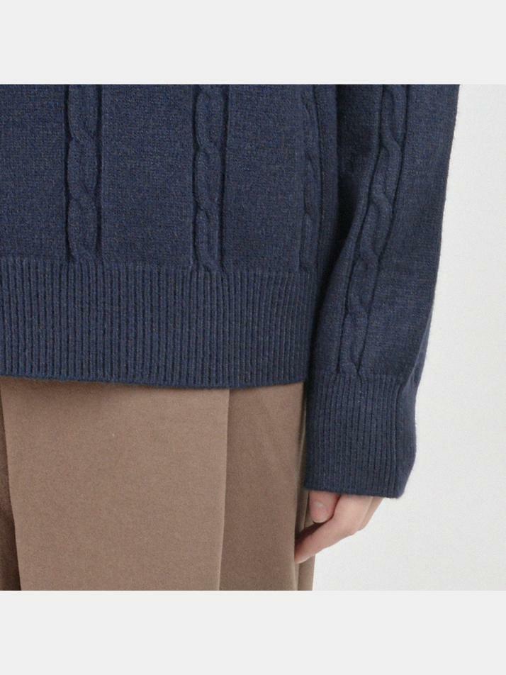 Modal Cable Collar Knit (Navy)