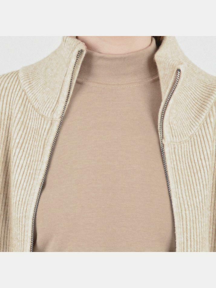 Modal Knit Zip-up Cardigan (Oatmeal)