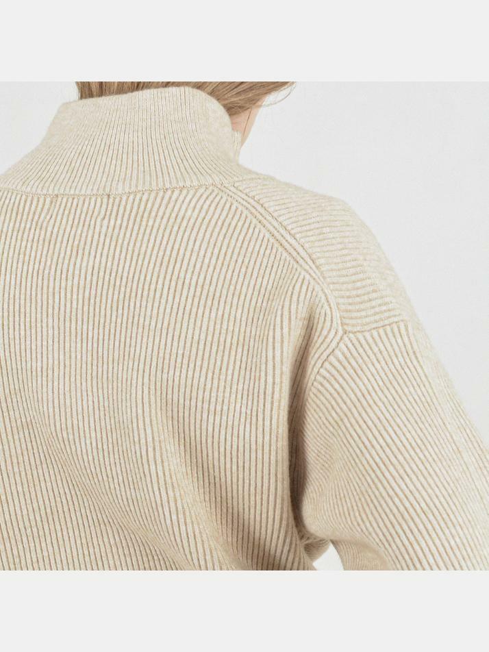 Modal Knit Zip-up Cardigan (Oatmeal)