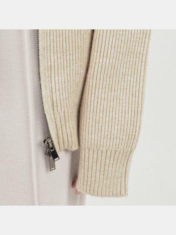 Modal Knit Zip-up Cardigan (Oatmeal)