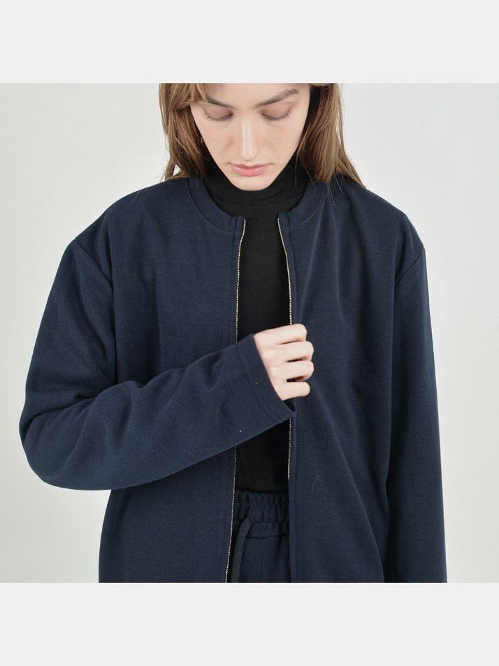 Essential Round Cardigan Zip-Up (Navy)