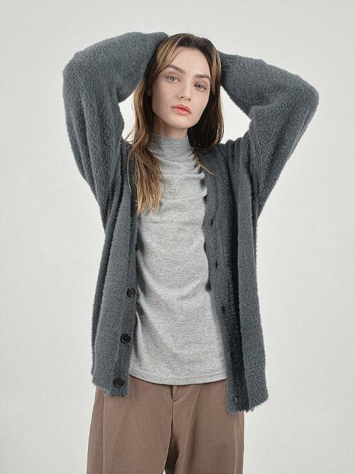 Boocle Angora Cardigan (Charcoal)