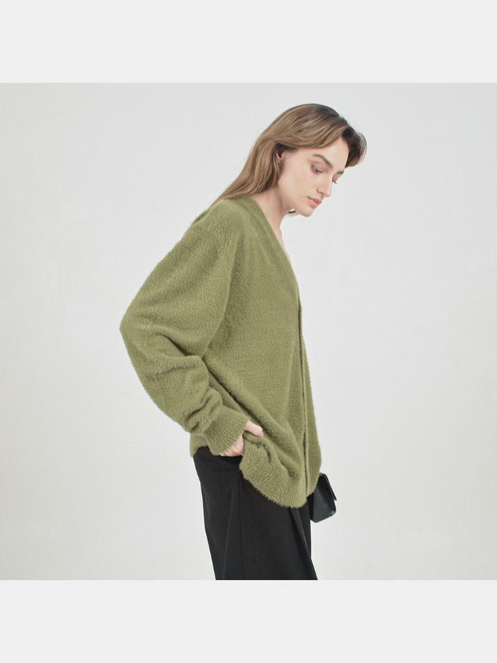 Boocle Angora Cardigan (Olive)