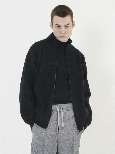 Modal Knit Zip-up Cardigan (Black)