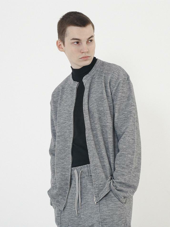 Essential Round Cardigan Zip-Up (Gray)