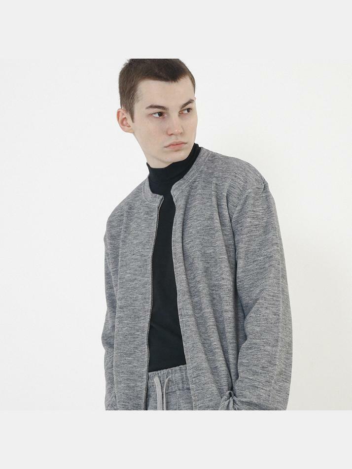 Essential Round Cardigan Zip-Up (Gray)