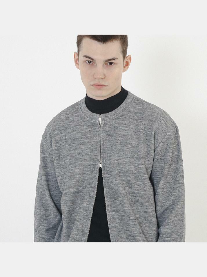 Essential Round Cardigan Zip-Up (Gray)