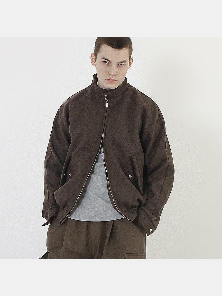 Harington Wool Biker Varsity Jacket (Brown)