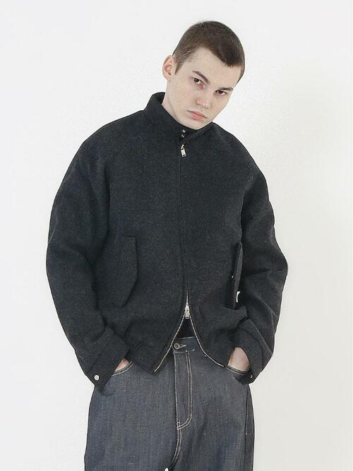 Harington Wool Biker Varsity Jacket (Black)