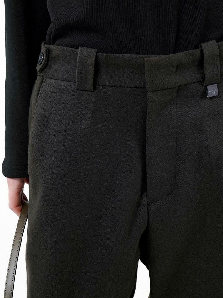 Flap Button Wool Slacks - Dark Brown /W244PT02DB