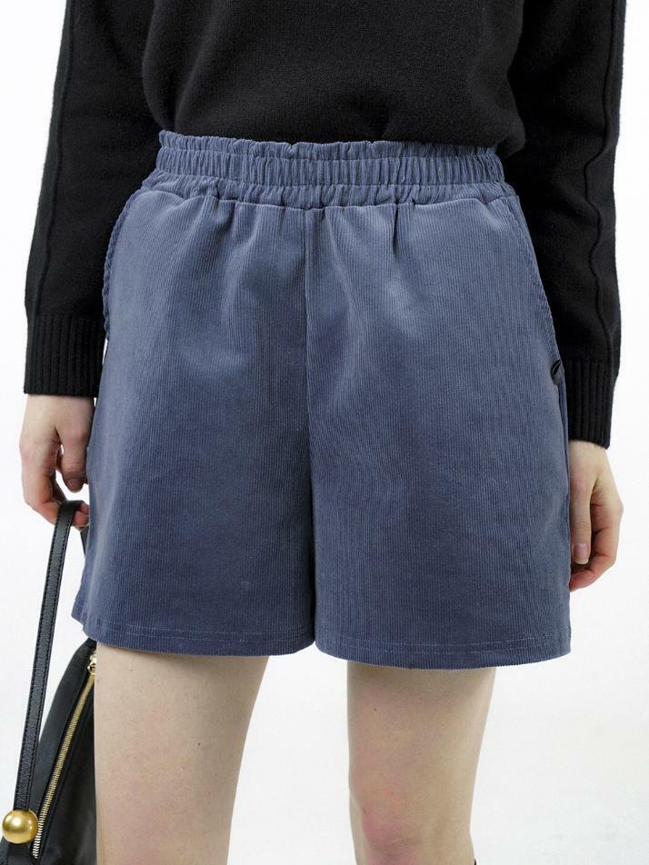 Corduroy Banding Shorts - Blue /W244PT03BL