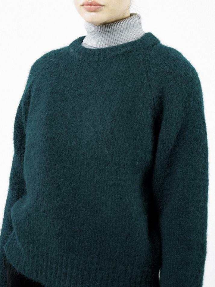 Boucle Reglan Round Knit - Deep Green /W244TP04GN