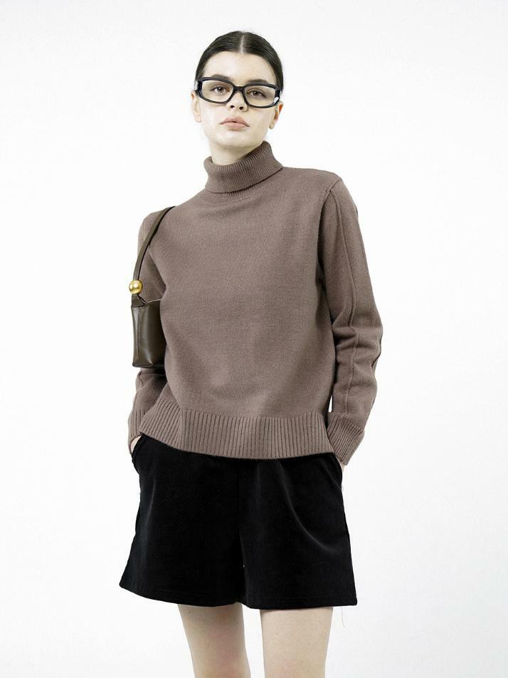 Soft Slit High Turtleneck - Brown /W244TP06BR