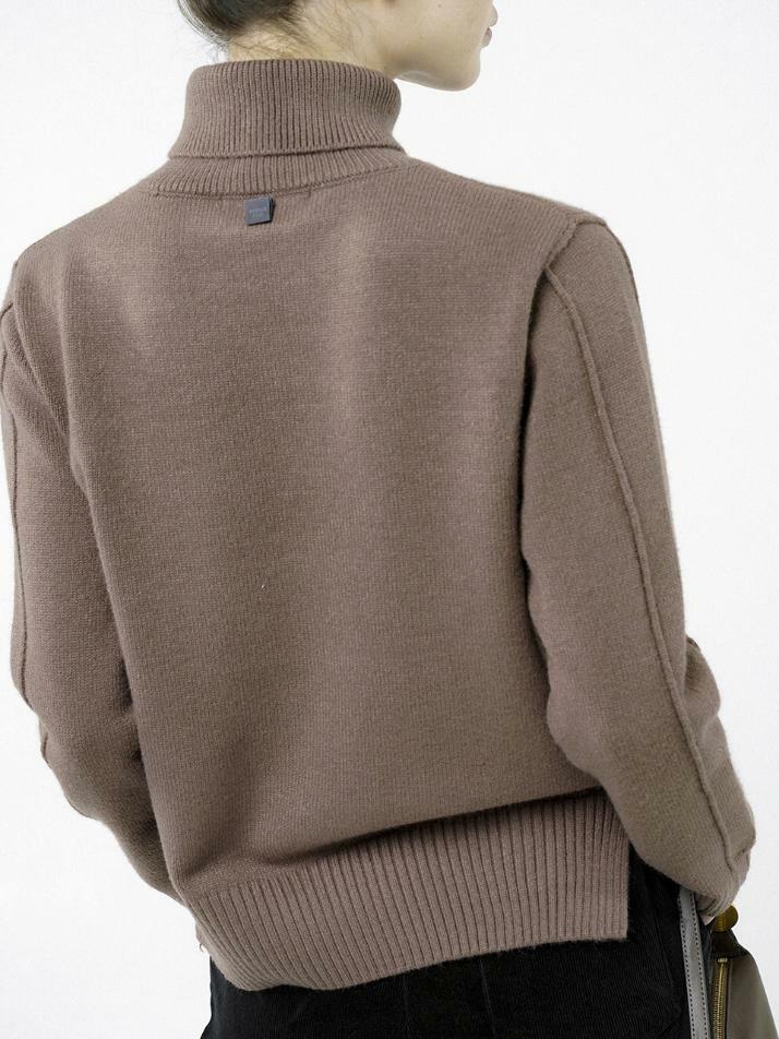 Soft Slit High Turtleneck - Brown /W244TP06BR