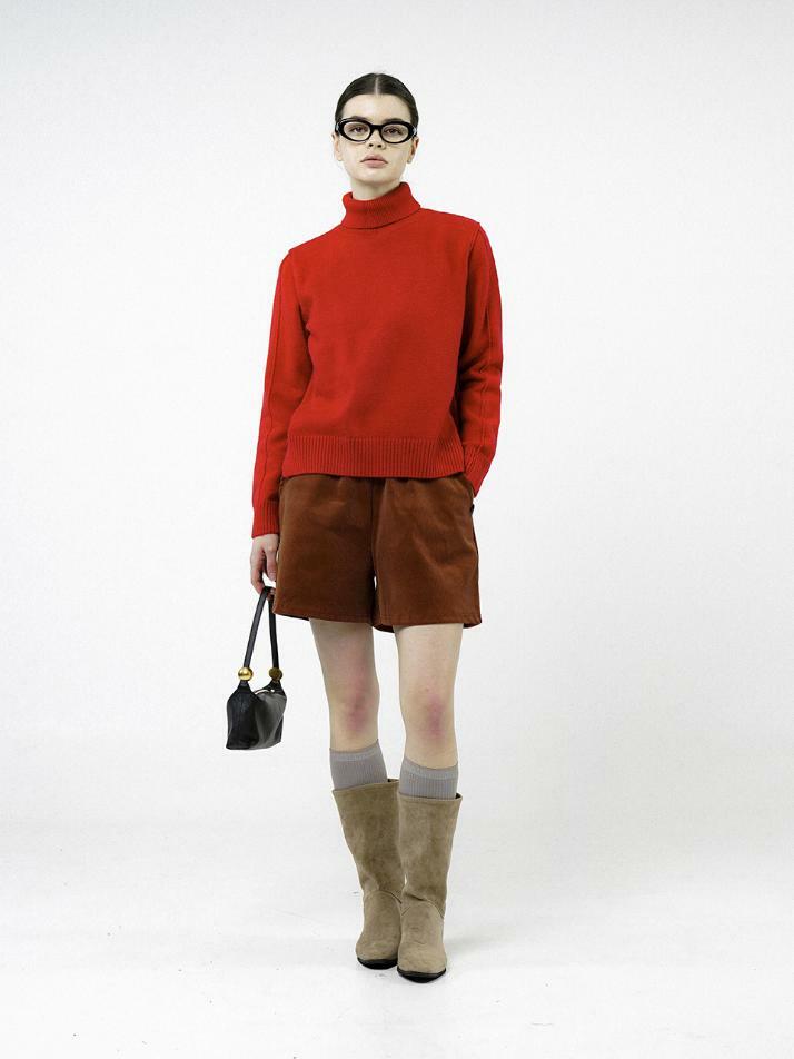 Soft Slit High Turtleneck - Red /W244TP06RD