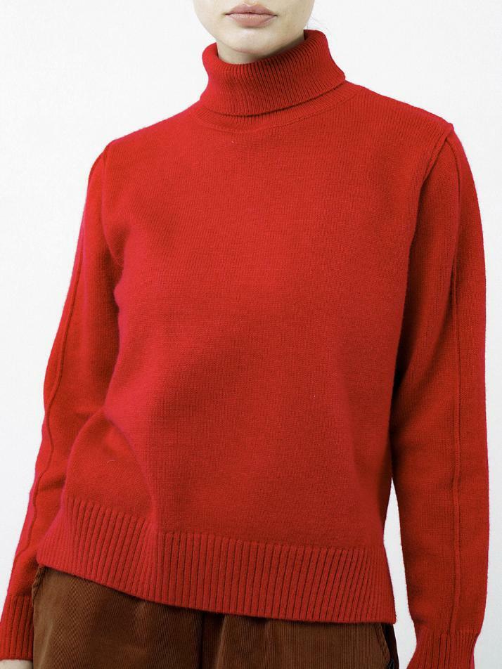 Soft Slit High Turtleneck - Red /W244TP06RD