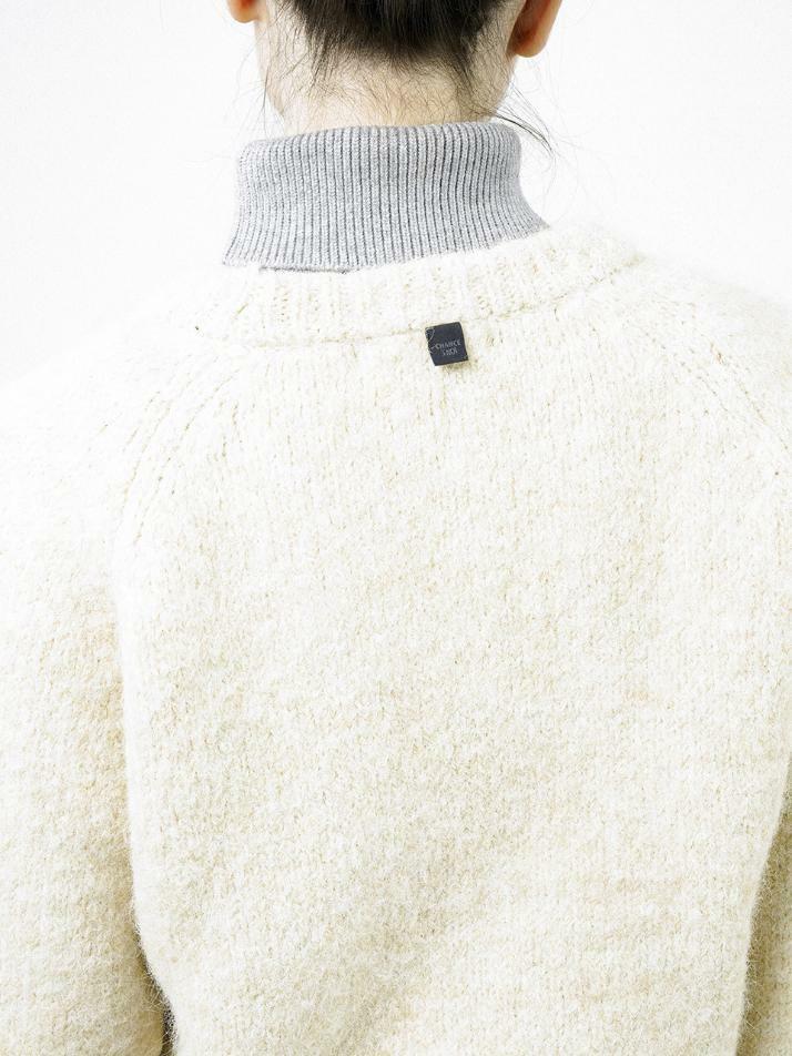 Boucle Reglan Round Knit - Ivory /W244TP04IV