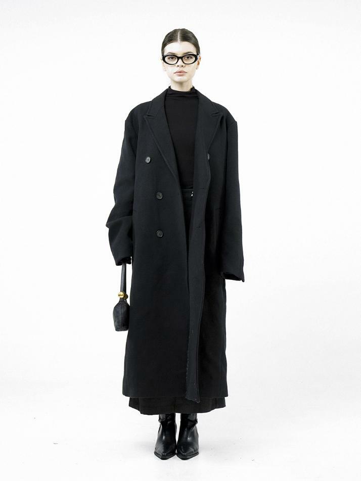 Oversized Wool double coat - Black /W244OT02BK