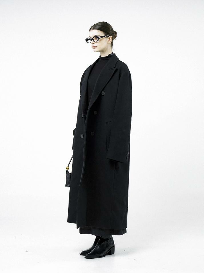 Oversized Wool double coat - Black /W244OT02BK