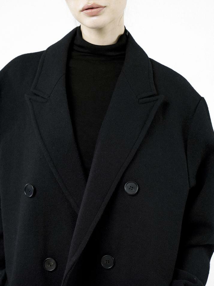 Oversized Wool double coat - Black /W244OT02BK