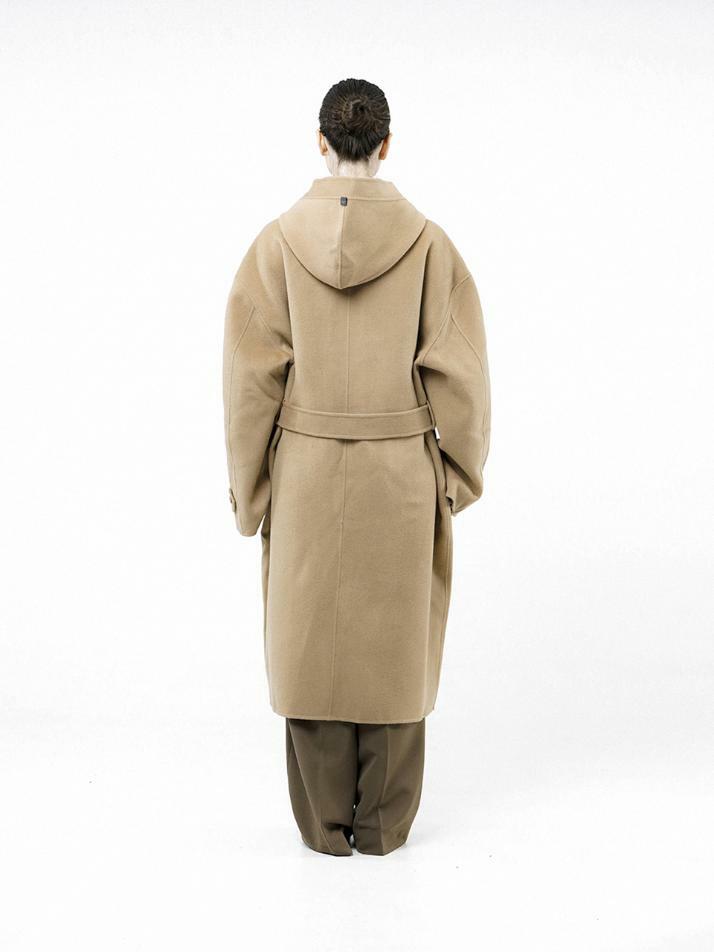 Oversized Hooded Robe Coat - Beige /W244OT03BE