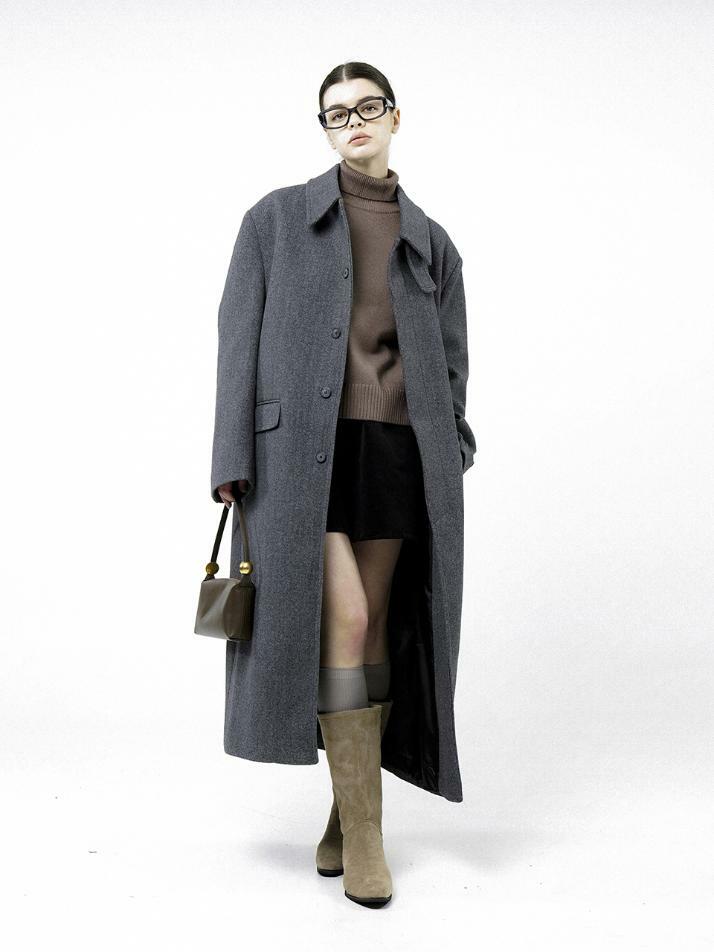 Oversized Wide Wool Mac Coat - Charcoal /W244OT06CH