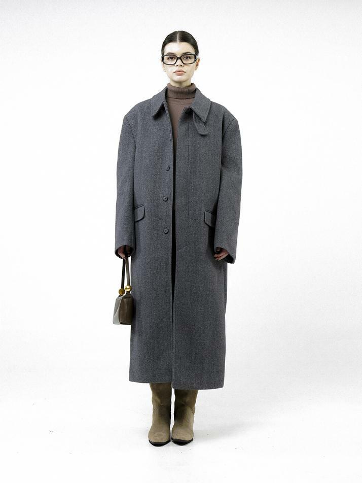 Oversized Wide Wool Mac Coat - Charcoal /W244OT06CH