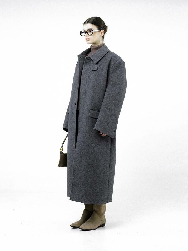 Oversized Wide Wool Mac Coat - Charcoal /W244OT06CH