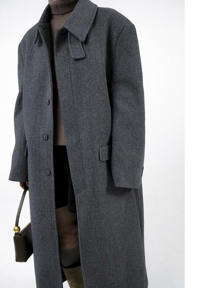 Oversized Wide Wool Mac Coat - Charcoal /W244OT06CH