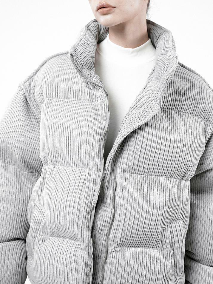 Oversized Corduroy Knit Padding - Light Gray /W244OT05LG