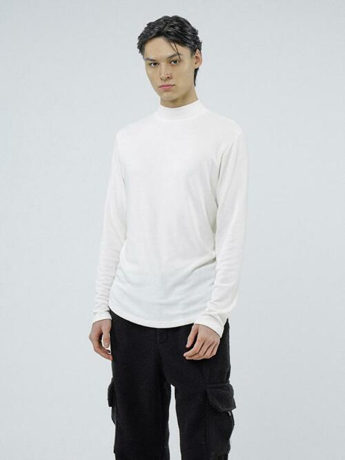 Fleece Wool Half Turtleneck - White /M244TP03WH