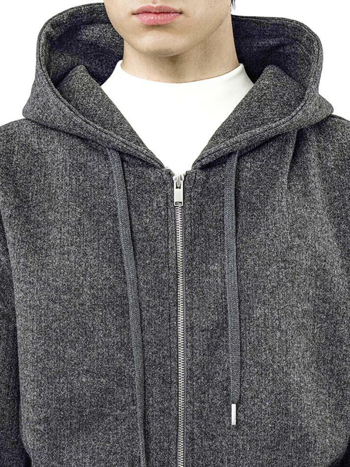 Ribbed Kint Hood Zip-up - Charcoal /M244TP01CH