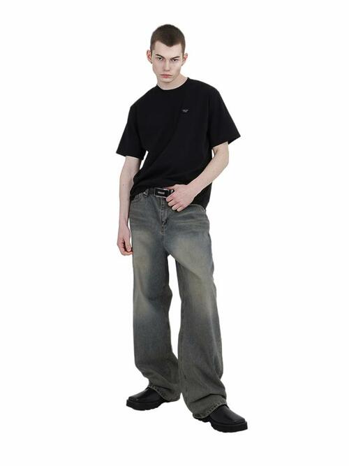 브러쉬 워시드 와이드피트 데님 팬츠/M251PT01BL