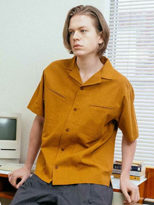 사선입술포켓 린넨 반팔셔츠 CXS24MWSH501 ORA
