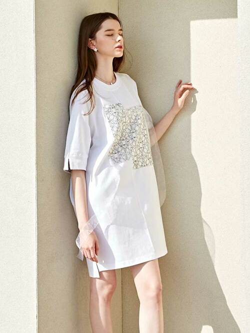 언발런스 레이스 매칭 돌먼 원피스 CXW23MKPO481